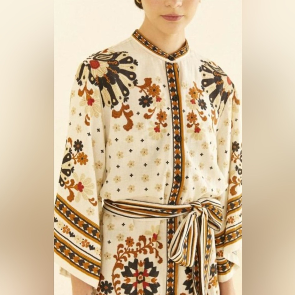 FARM Rio Black and Brown Cape Dress
